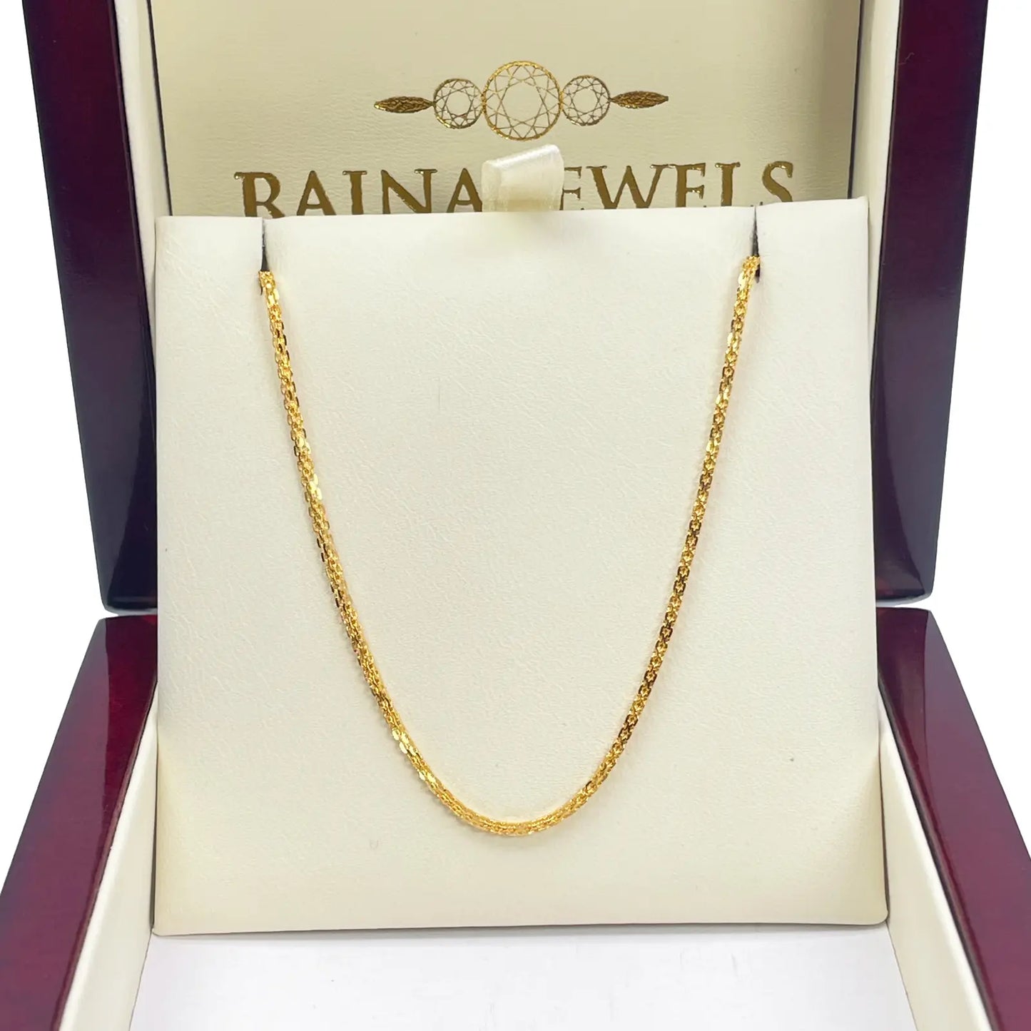 22ct Yellow Gold Solid Fancy Chain Necklace 18'' inches 1.4mm Width 