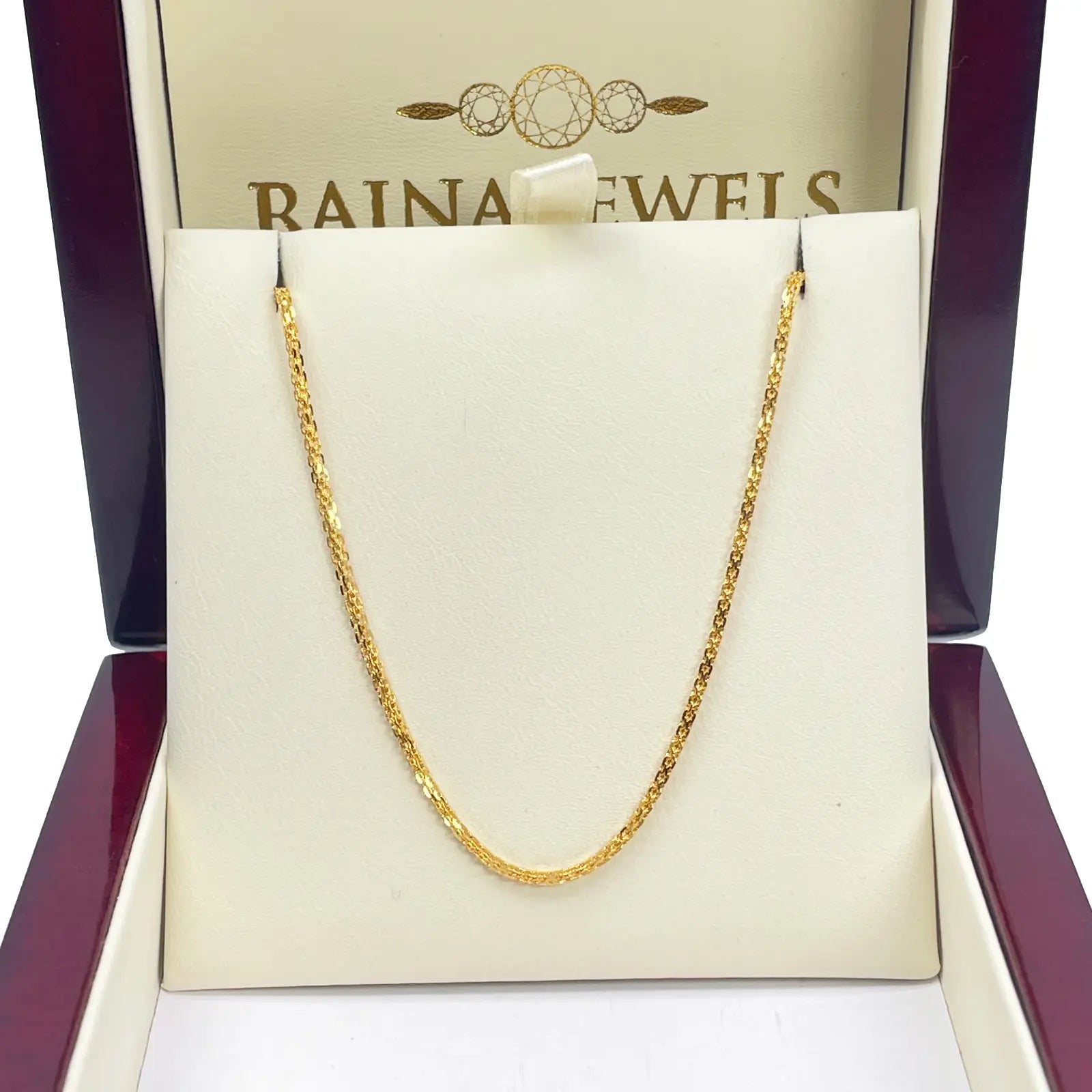 22ct Yellow Gold Solid Fancy Chain Necklace 18'' inches 1.4mm Width 