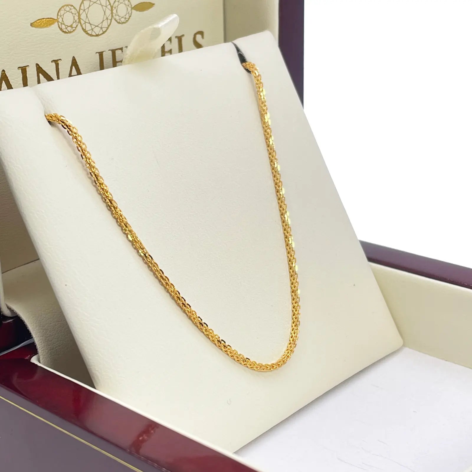 22ct Yellow Gold Solid Fancy Chain Necklace 18'' inches 1.4mm Width 