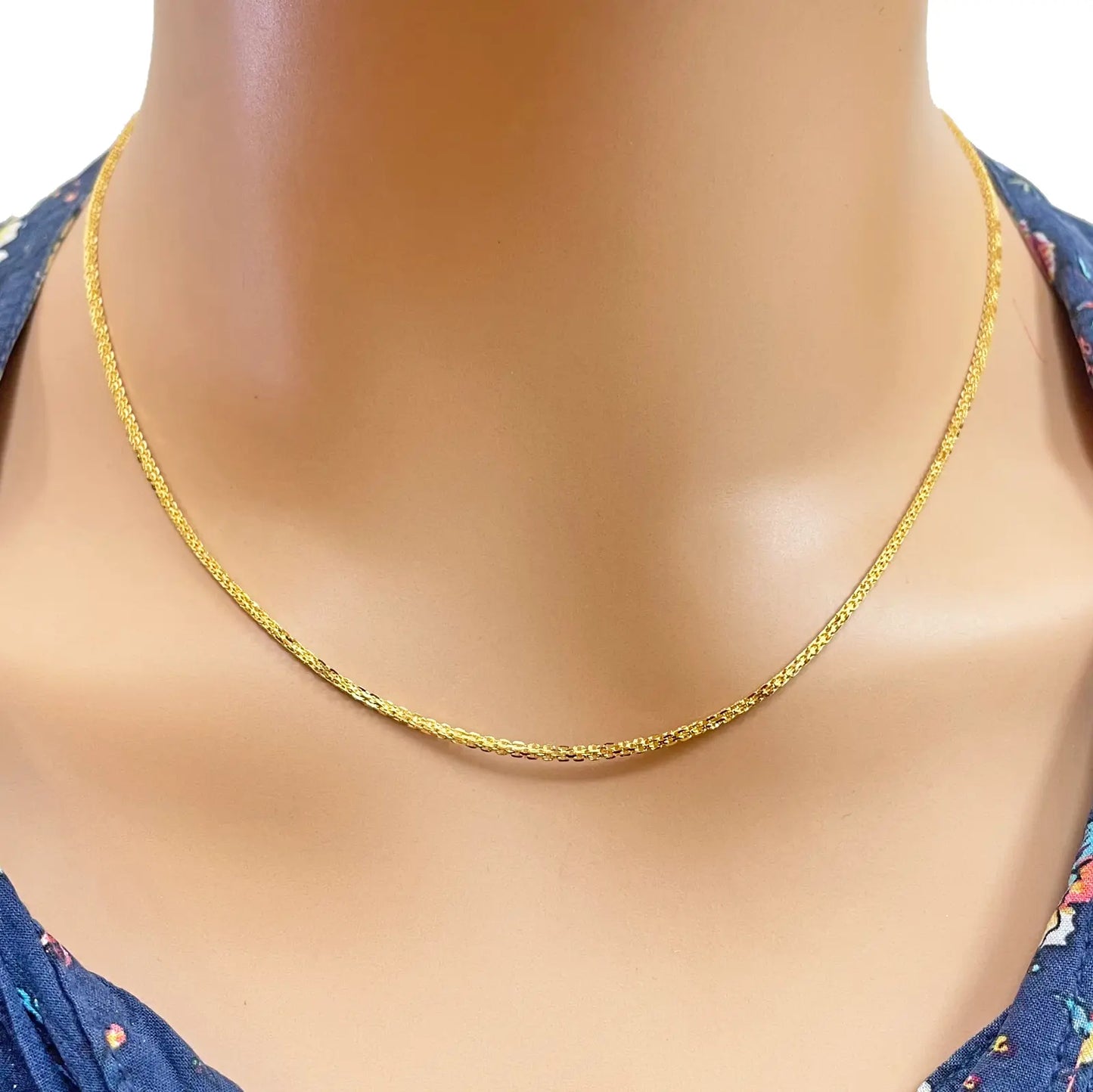 22ct Yellow Gold Solid Fancy Chain Necklace 18'' inches 1.4mm Width 