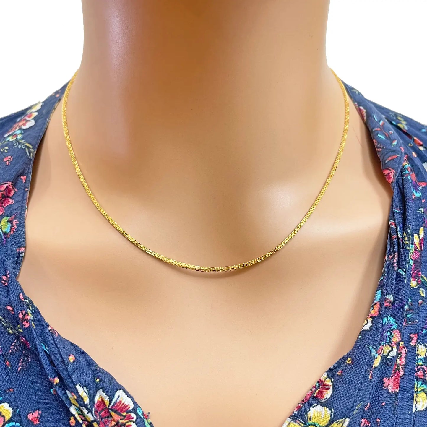 22ct Yellow Gold Solid Fancy Chain Necklace 18'' inches 1.4mm Width 