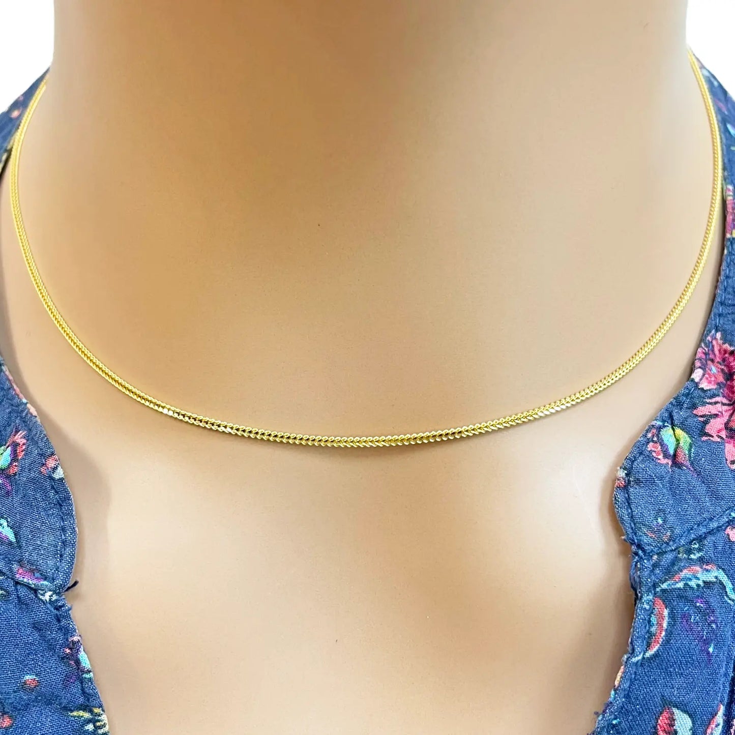 22ct Yellow Gold Solid Foxtail Chain Necklace 16 Inches 1.2m Width 