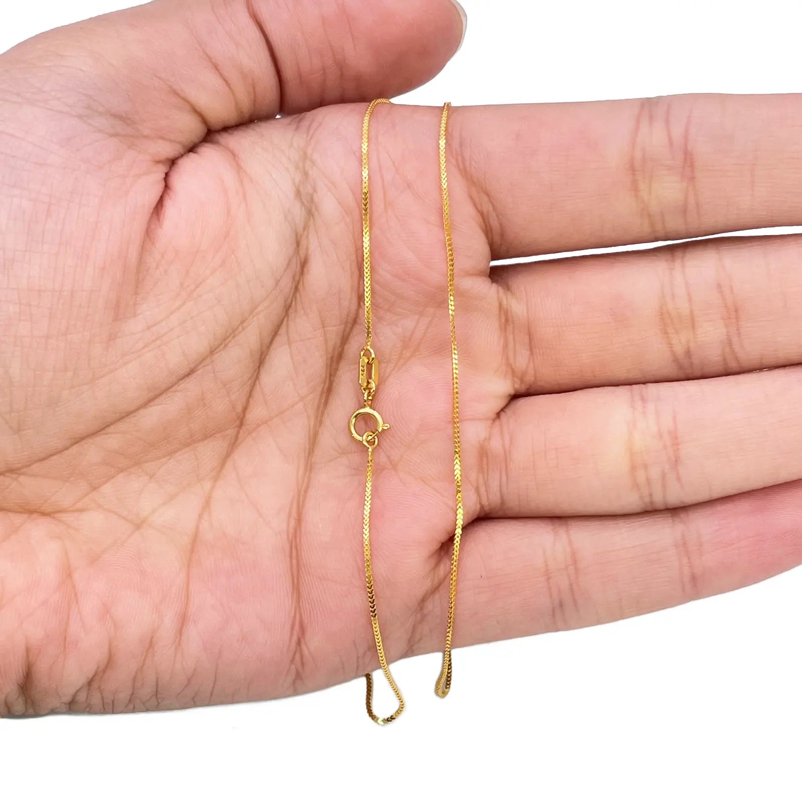 22ct Yellow Gold Solid Foxtail Chain Necklace 16'' inches 0.6mm Width 