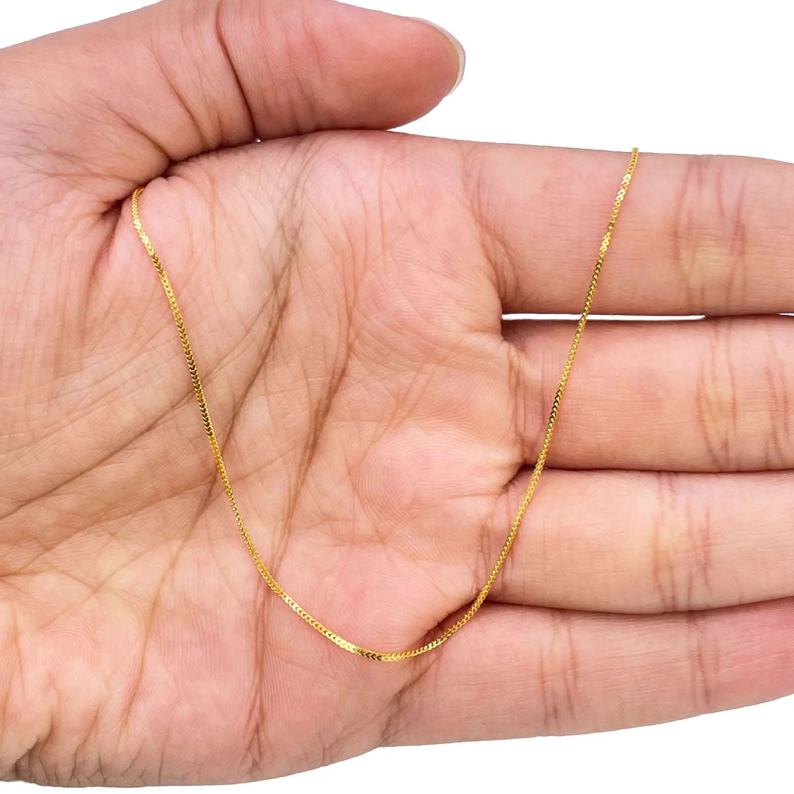 22ct Yellow Gold Solid Foxtail Chain Necklace 16'' inches 0.6mm Width 