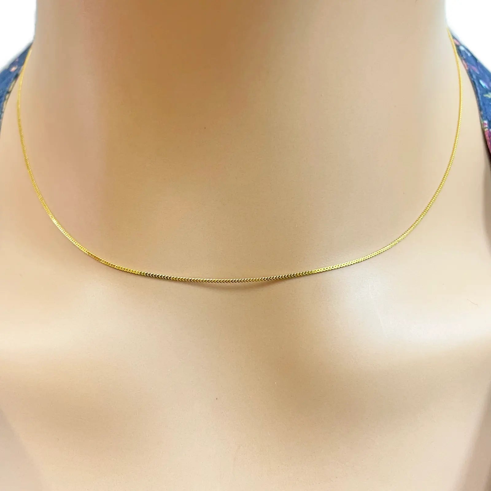22ct Yellow Gold Solid Foxtail Chain Necklace 16'' inches 0.6mm Width 