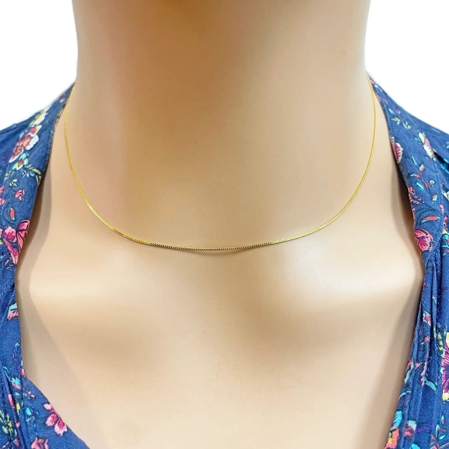 22ct Yellow Gold Solid Foxtail Chain Necklace 16'' inches 0.6mm Width 