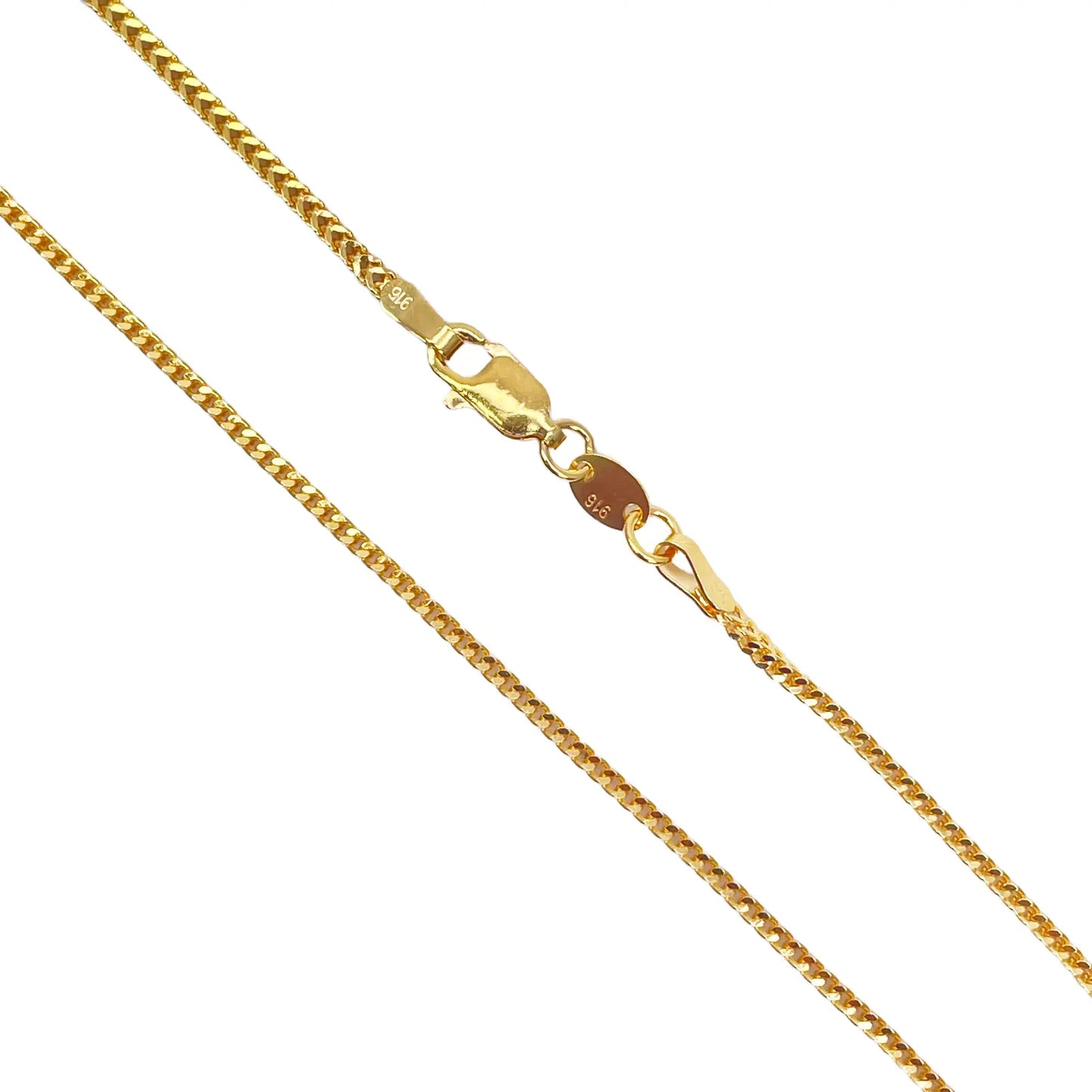 22ct Yellow Gold Solid Foxtail Chain Necklace 16'' inches 1.8mm Width 