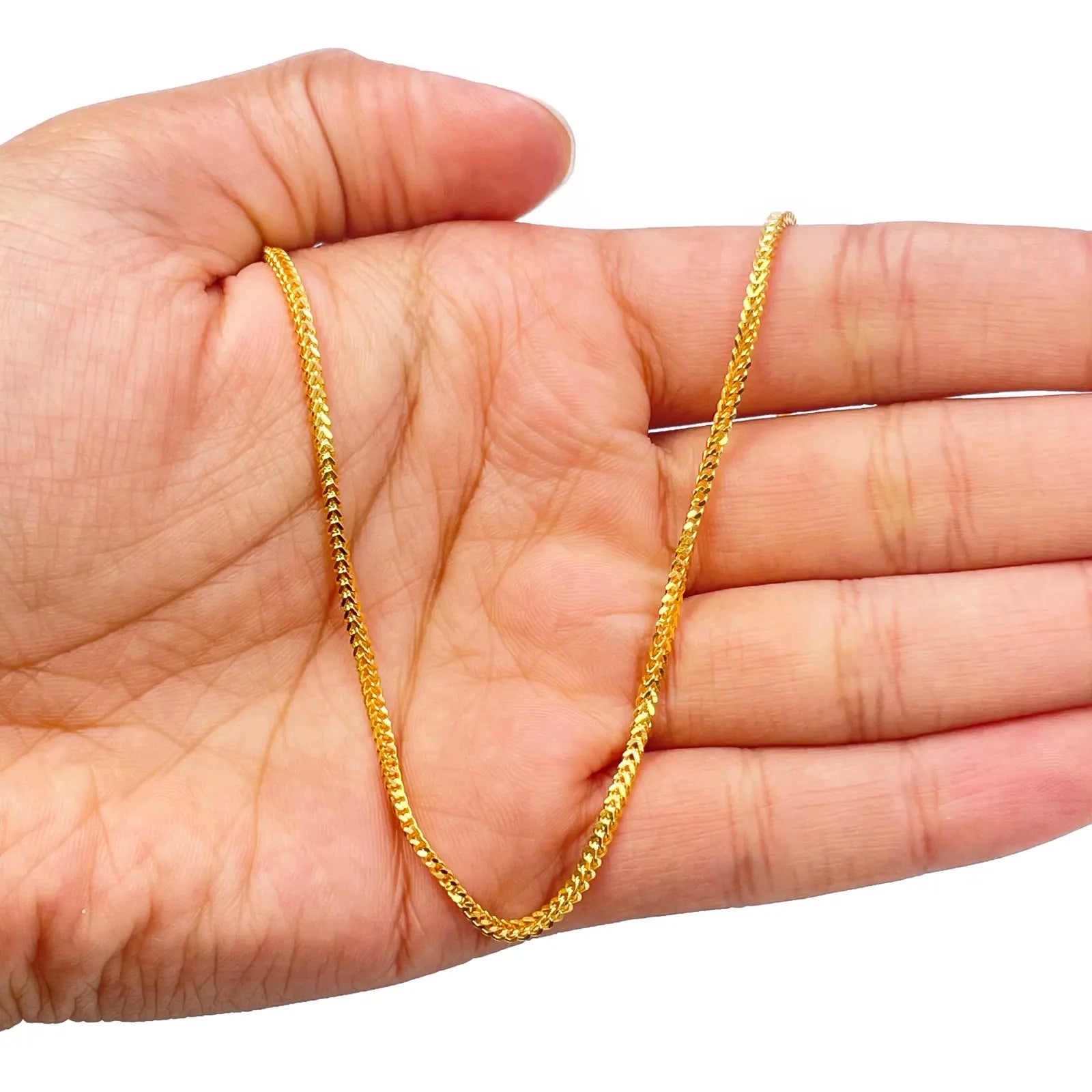 22ct Yellow Gold Solid Foxtail Chain Necklace 16'' inches 1.8mm Width 