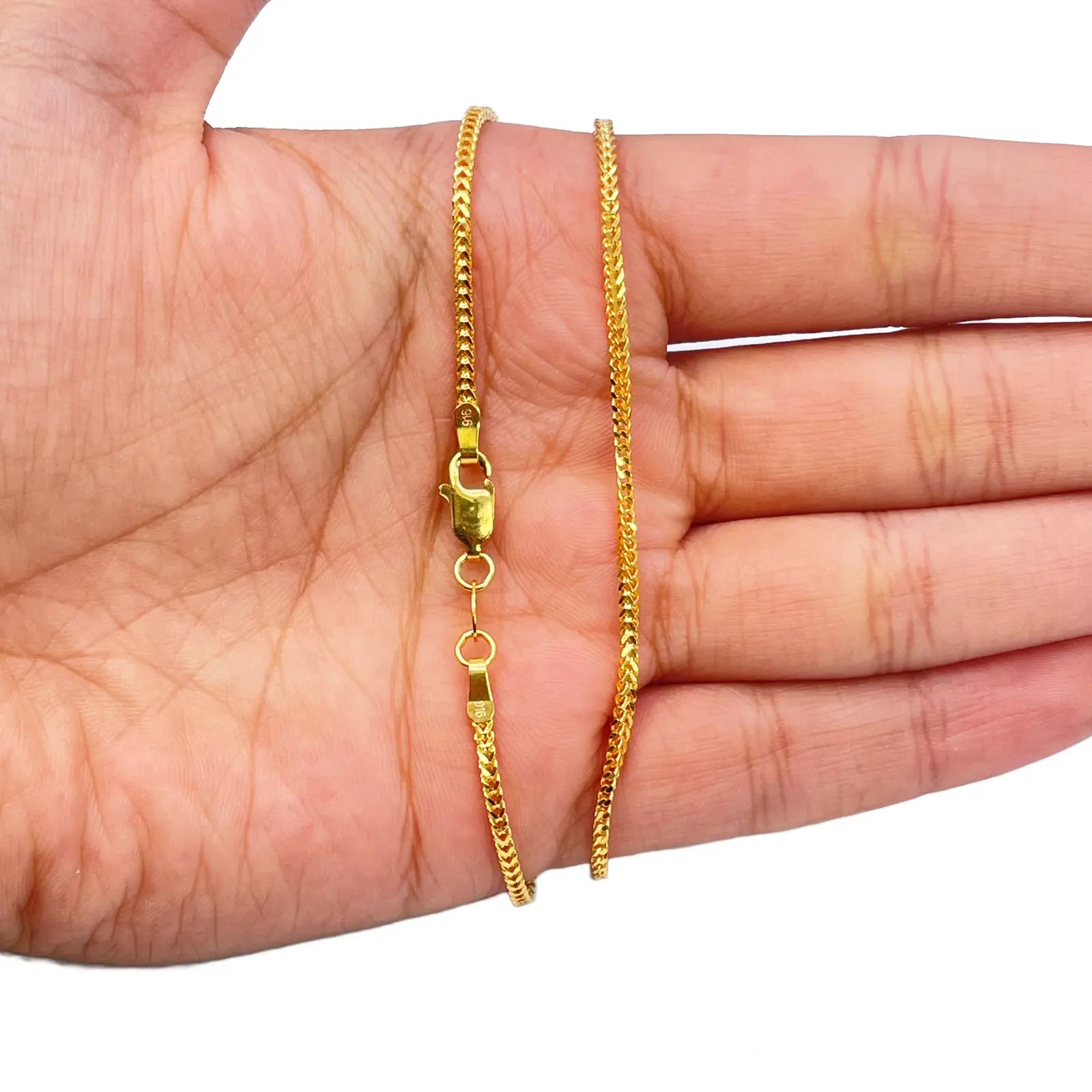 22ct Yellow Gold Solid Foxtail Chain Necklace 16'' inches 1.8mm Width 