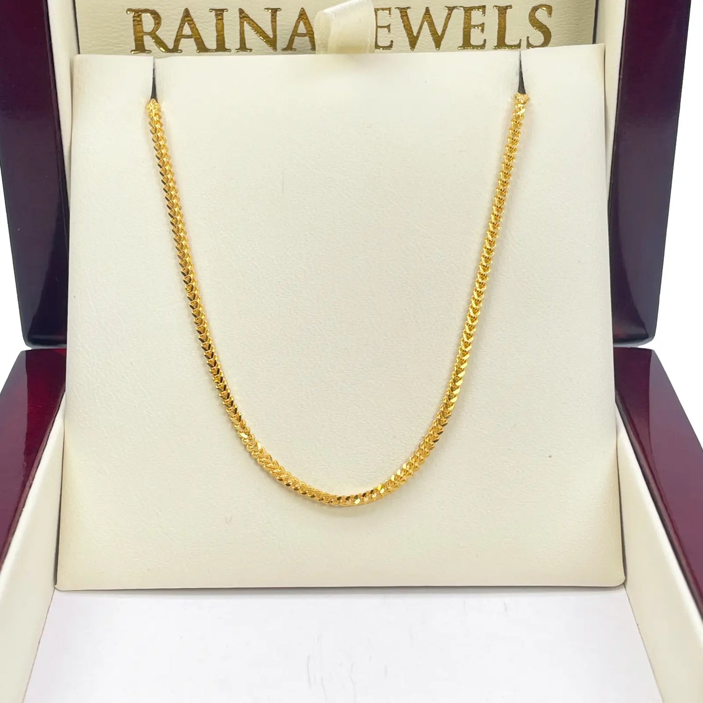 22ct Yellow Gold Solid Foxtail Chain Necklace 16'' inches 1.8mm Width 