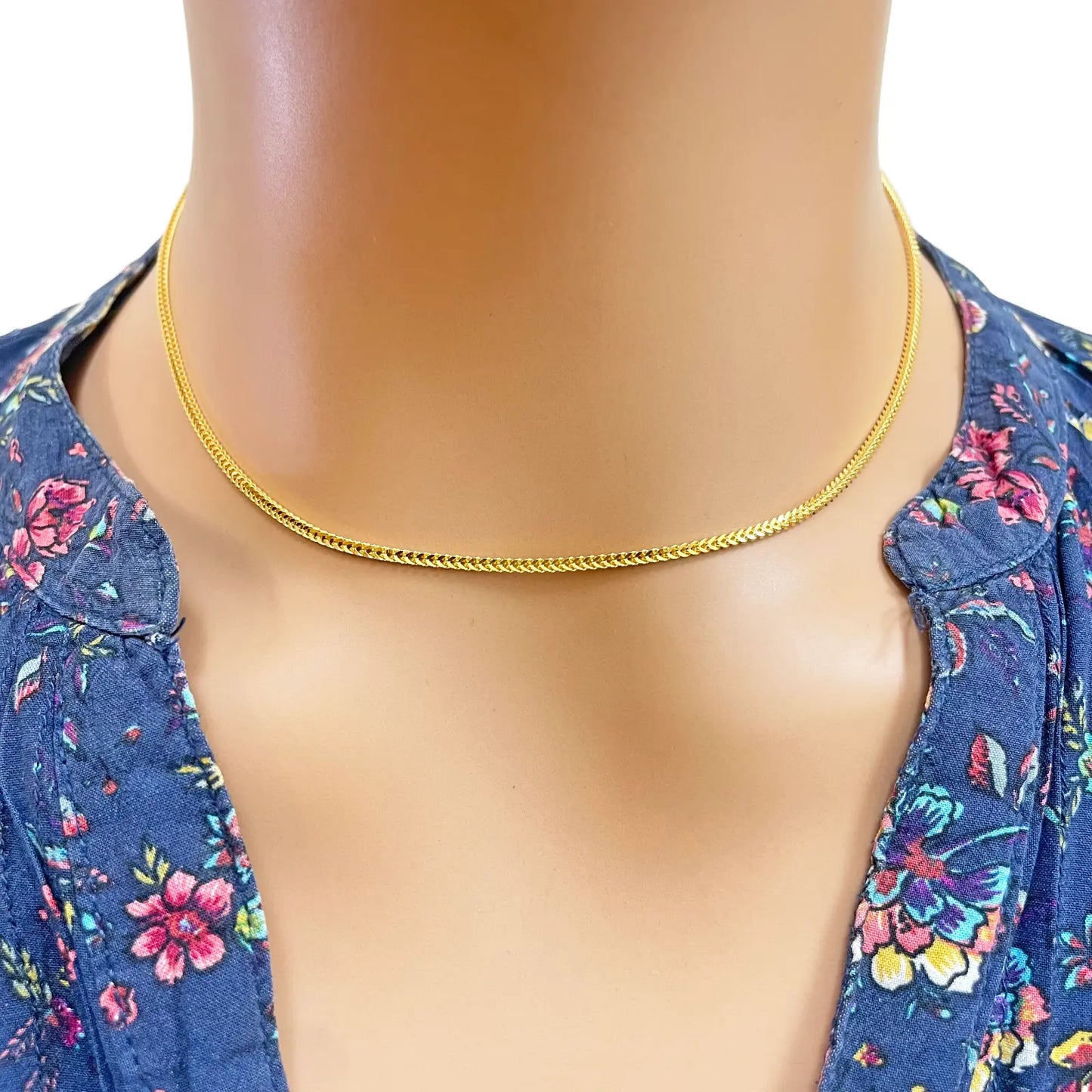 22ct Yellow Gold Solid Foxtail Chain Necklace 16'' inches 1.8mm Width 