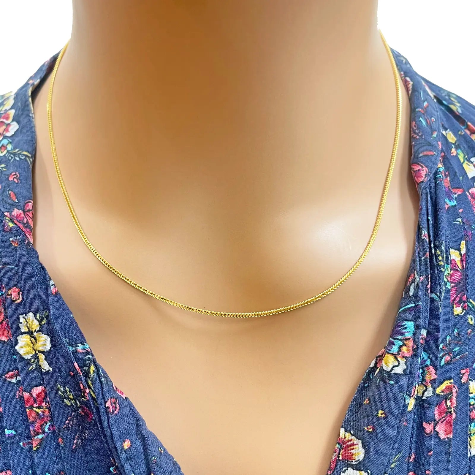 22ct Yellow Gold Solid Foxtail Chain Necklace 18'' inches 1.2mm Width 