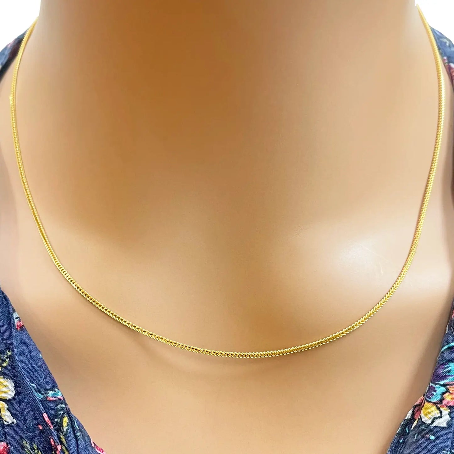 22ct Yellow Gold Solid Foxtail Chain Necklace 18'' inches 1.2mm Width 