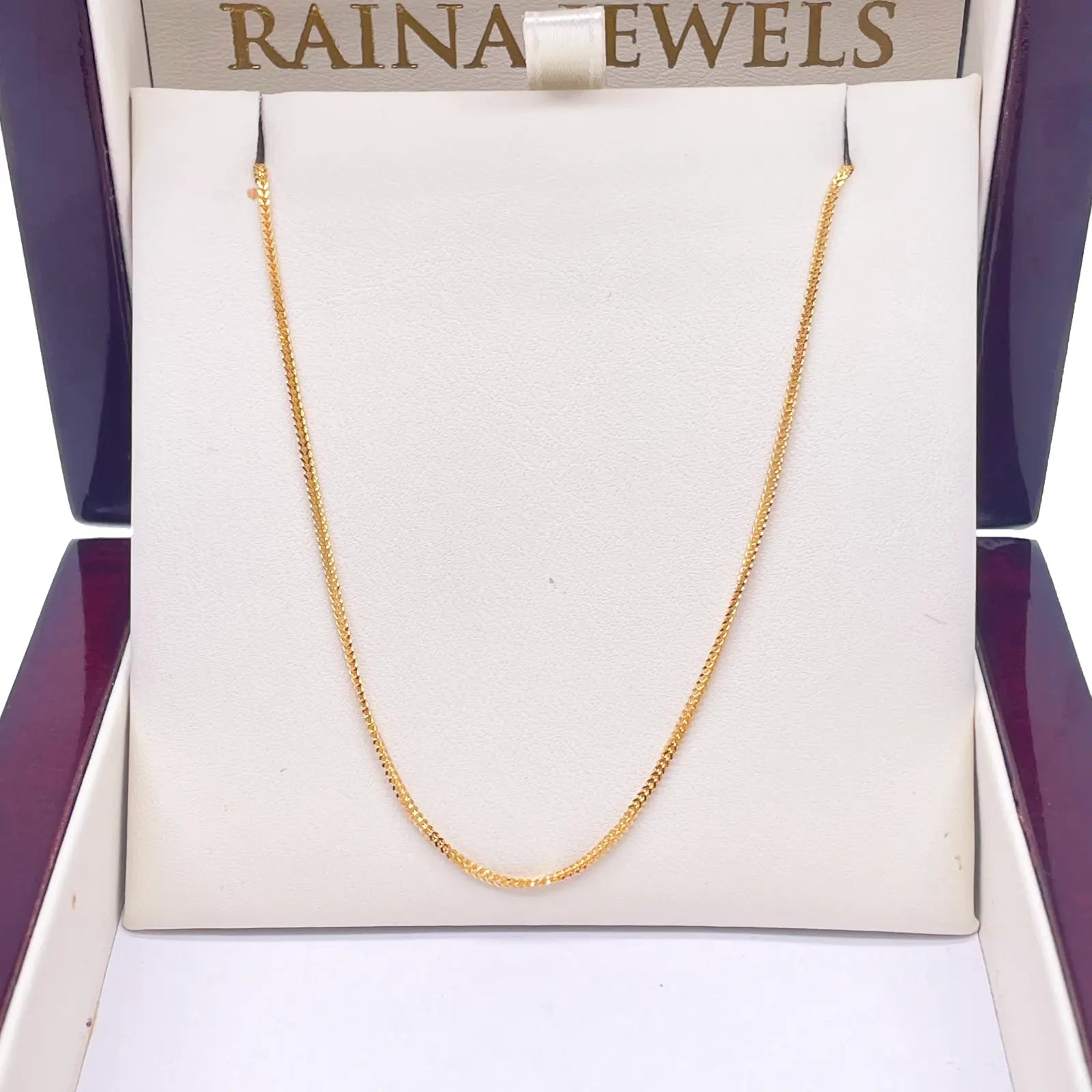 22ct Yellow Gold Solid Foxtail Chain Necklace 18'' inches 1mm Width  Diamond Bracelets