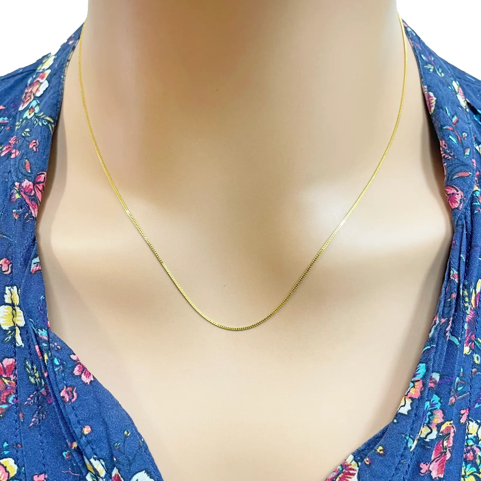 22ct Yellow Gold Solid Foxtail Chain Necklace 18''inches 0.6mm Width 