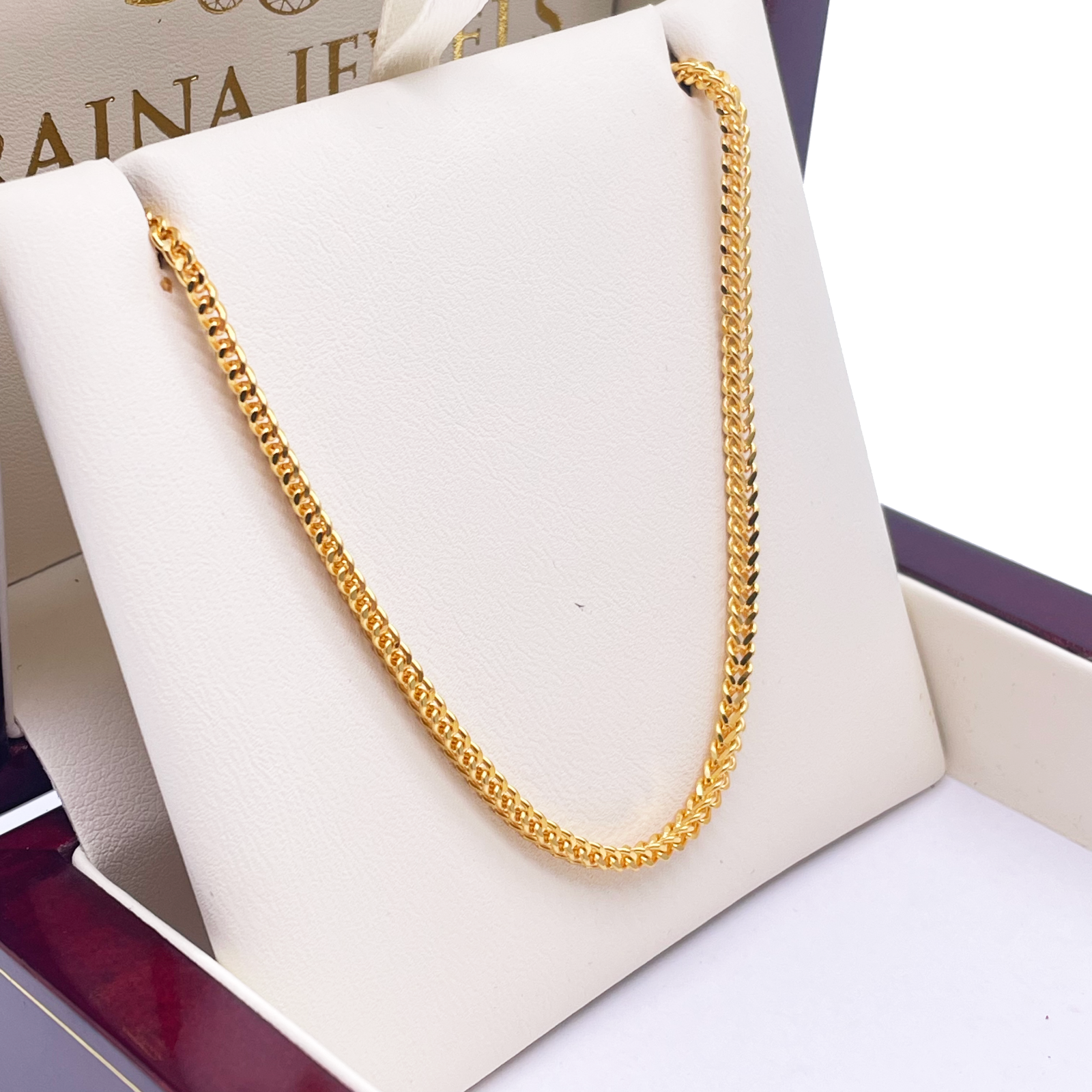 22ct Yellow Gold Solid Foxtail Chain Necklace 22 Inches 2.5mm Width 