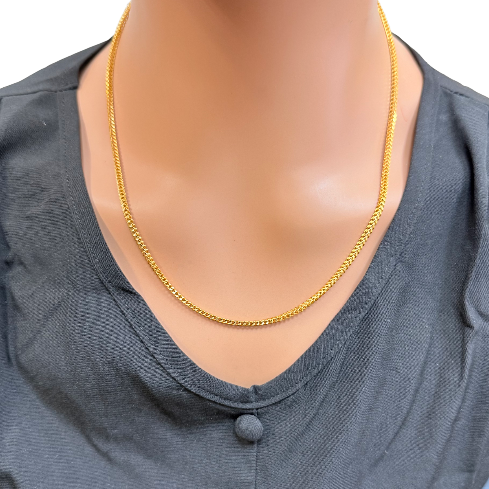 22ct Yellow Gold Solid Foxtail Chain Necklace 22 Inches 2.5mm Width 