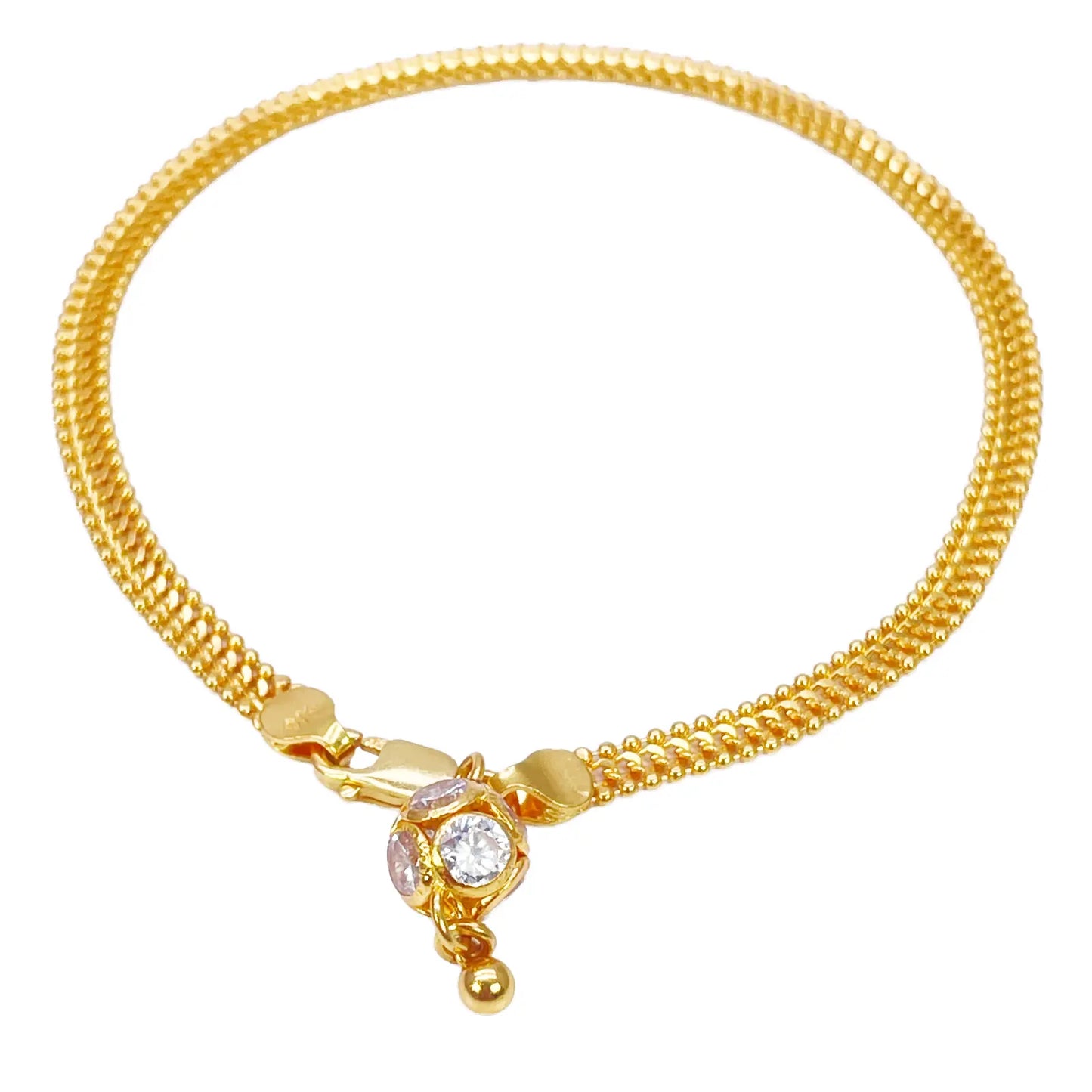 22ct Yellow Gold Sparkly Cubic Zirconia Ball Drop Dangle Single Earring, Bracelet Charm Pendant 