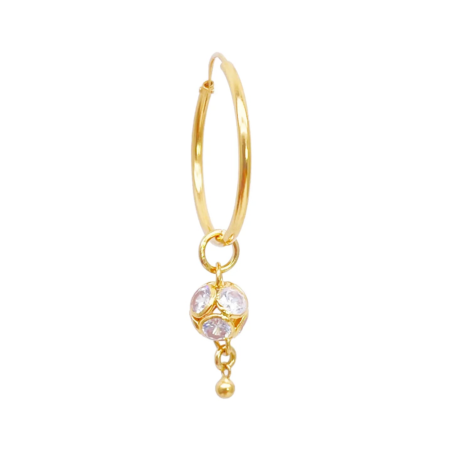 22ct Yellow Gold Sparkly Cubic Zirconia Ball Drop Dangle Single Earring, Bracelet Charm Pendant 