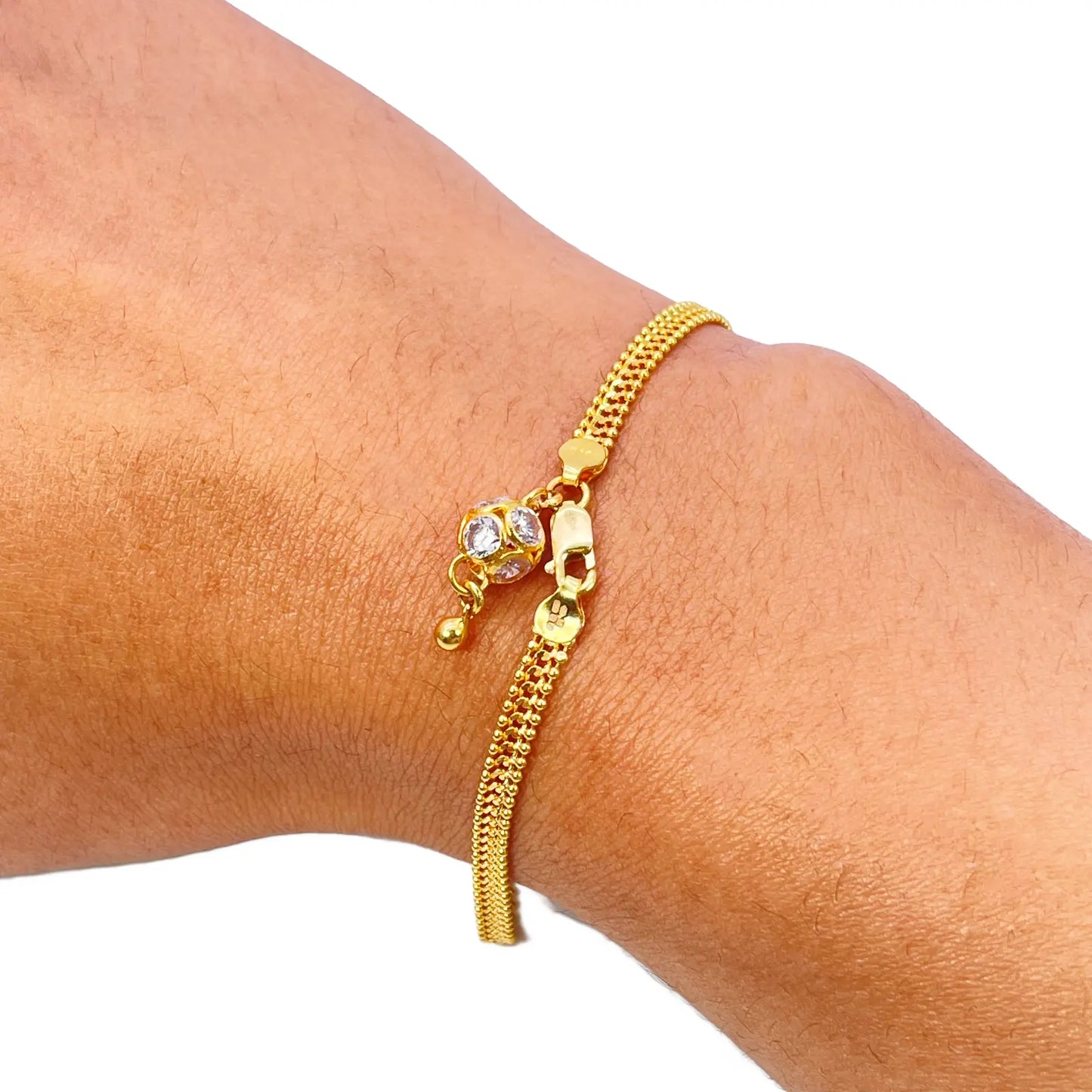 22ct Yellow Gold Sparkly Cubic Zirconia Ball Drop Dangle Single Earring, Bracelet Charm Pendant 