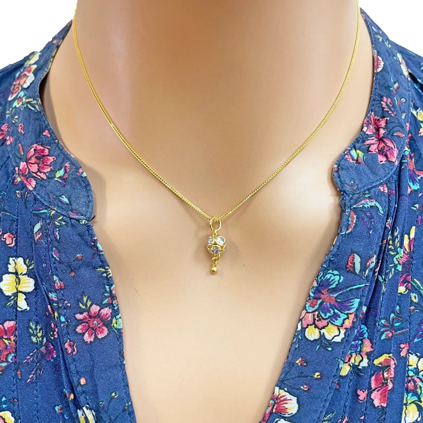 22ct Yellow Gold Sparkly Cubic Zirconia Ball Drop Dangle Single Earring, Bracelet Charm Pendant 