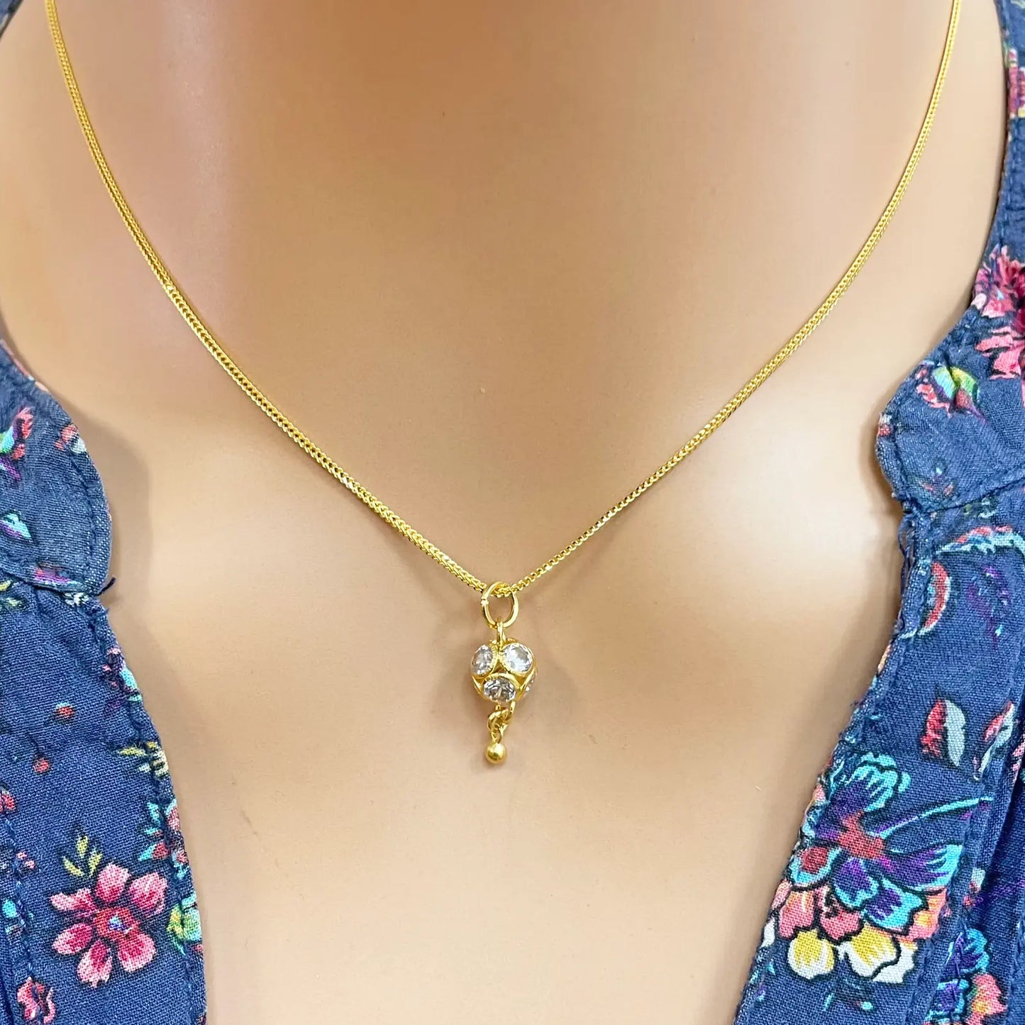 22ct Yellow Gold Sparkly Cubic Zirconia Ball Drop Dangle Single Earring, Bracelet Charm Pendant 