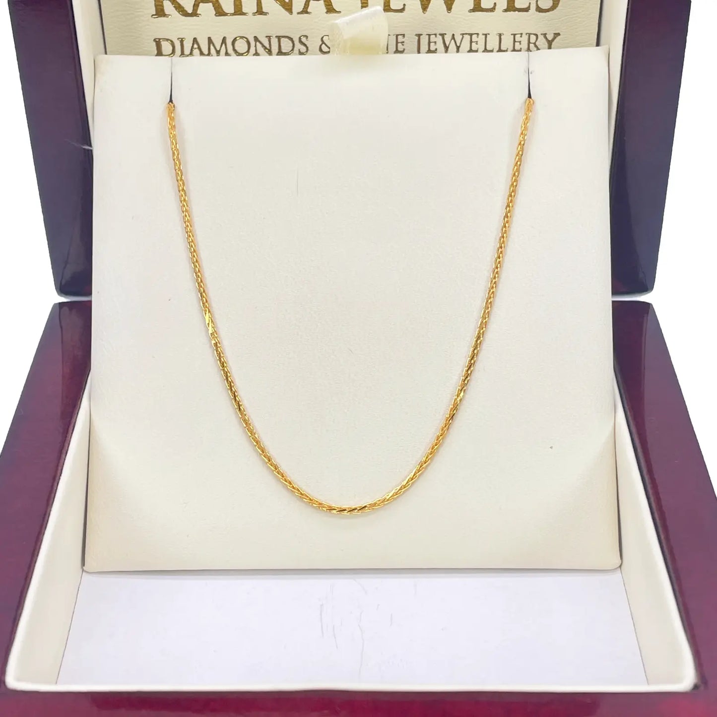 22ct Yellow Gold Spiga Chain Necklace 16'' inch 1.2mm Width 