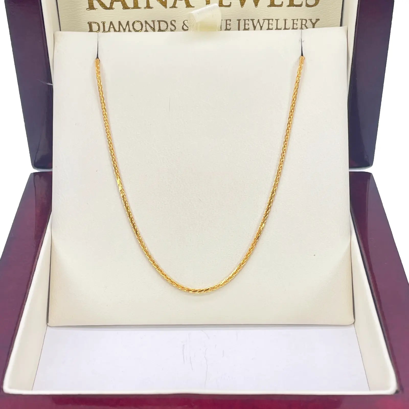 22ct Yellow Gold Spiga Chain Necklace 16'' inch 1.2mm Width 