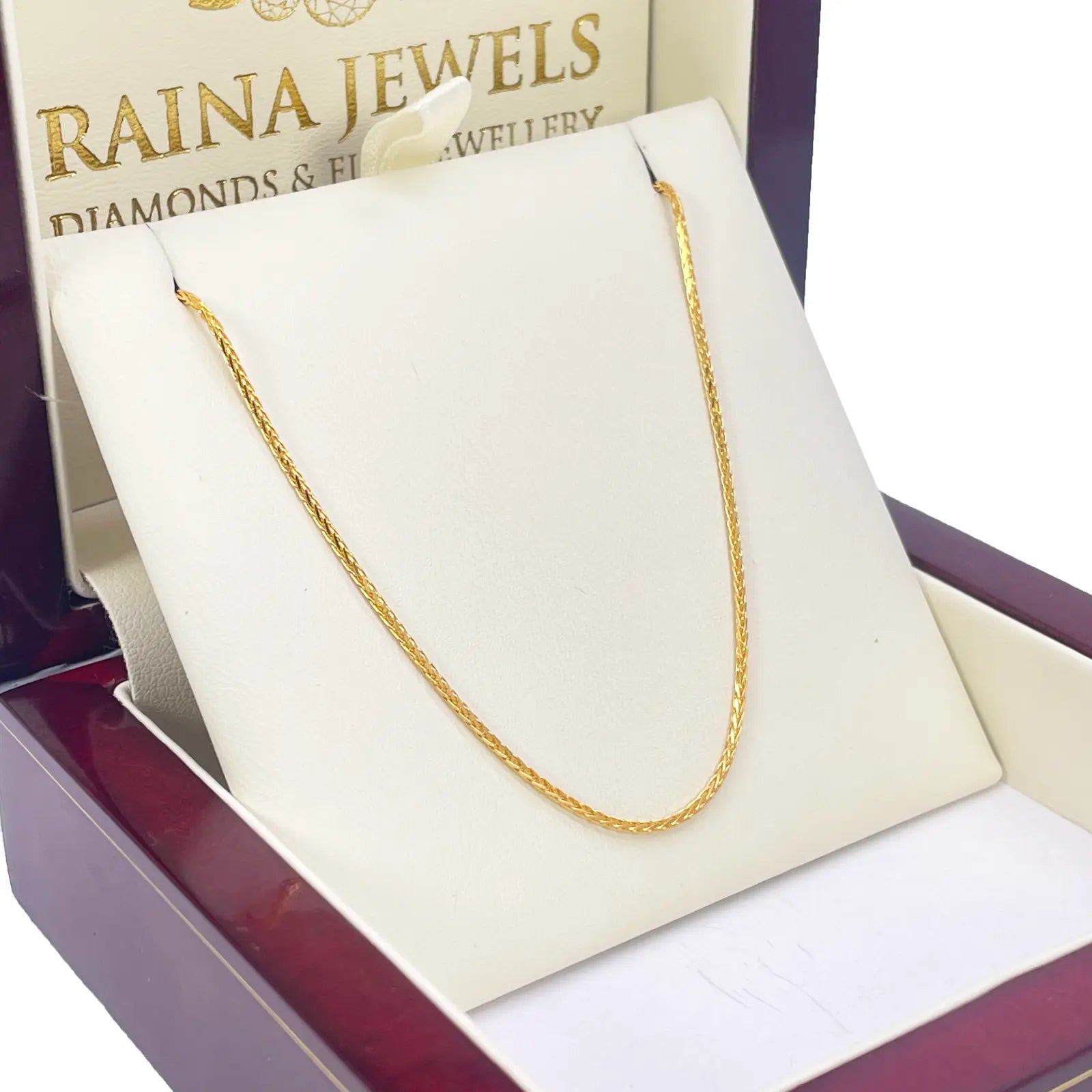 22ct Yellow Gold Spiga Chain Necklace 16'' inch 1.2mm Width 