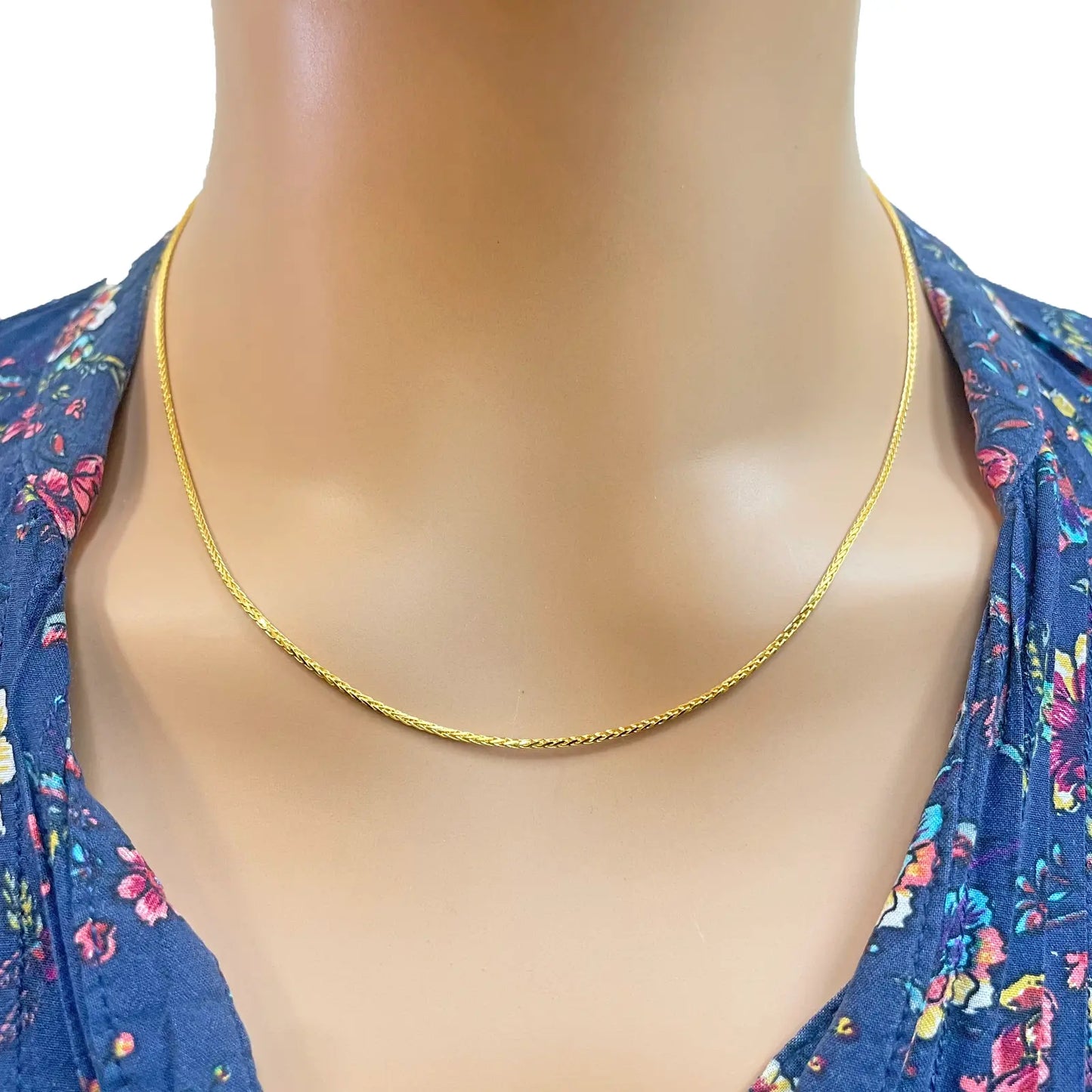 22ct Yellow Gold Spiga Chain Necklace 18'' inch 1.2mm Width 