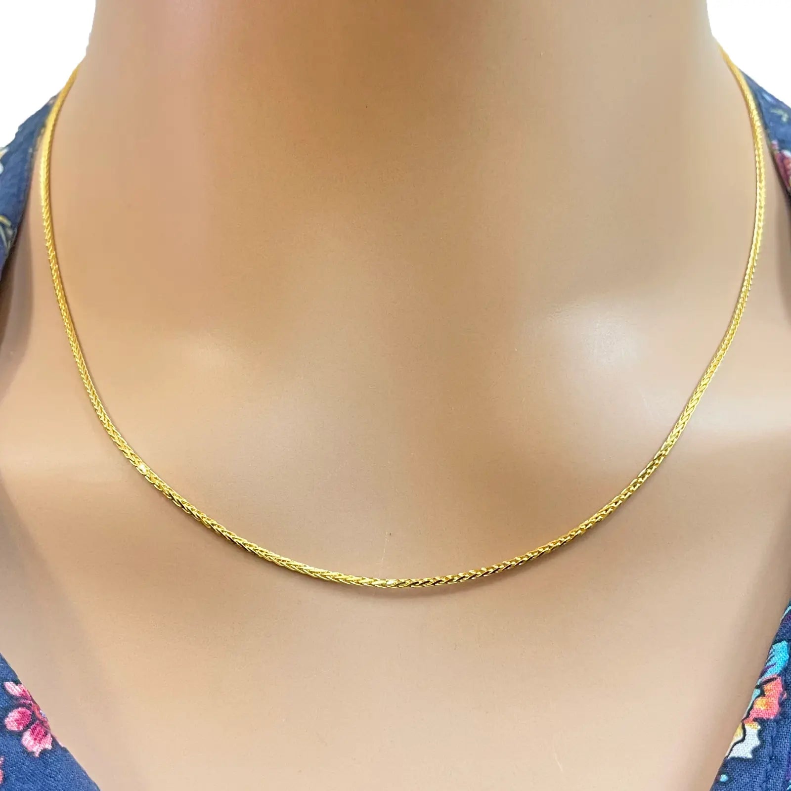 22ct Yellow Gold Spiga Chain Necklace 18'' inch 1.2mm Width 