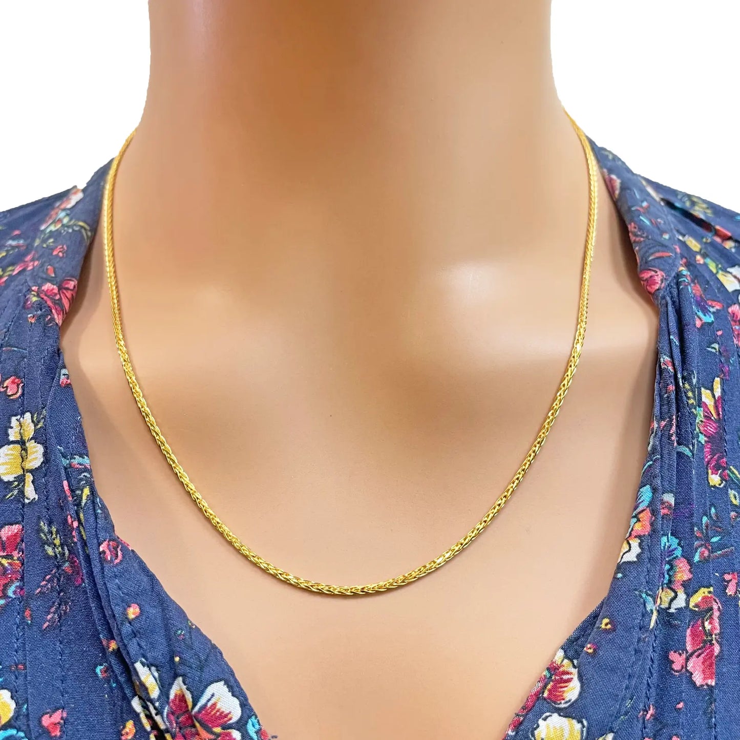 22ct Yellow Gold Spiga Chain Necklace 18'' inch 1.6mm Width 