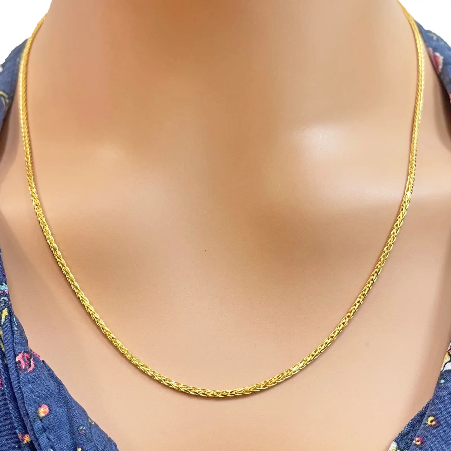 22ct Yellow Gold Spiga Chain Necklace 20'' inch 1.6mm Width 