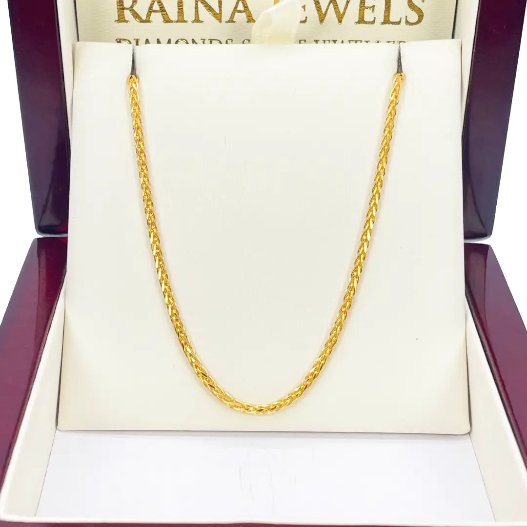 22ct Yellow Gold Spiga Chain Necklace 22 inches 2mm Width 