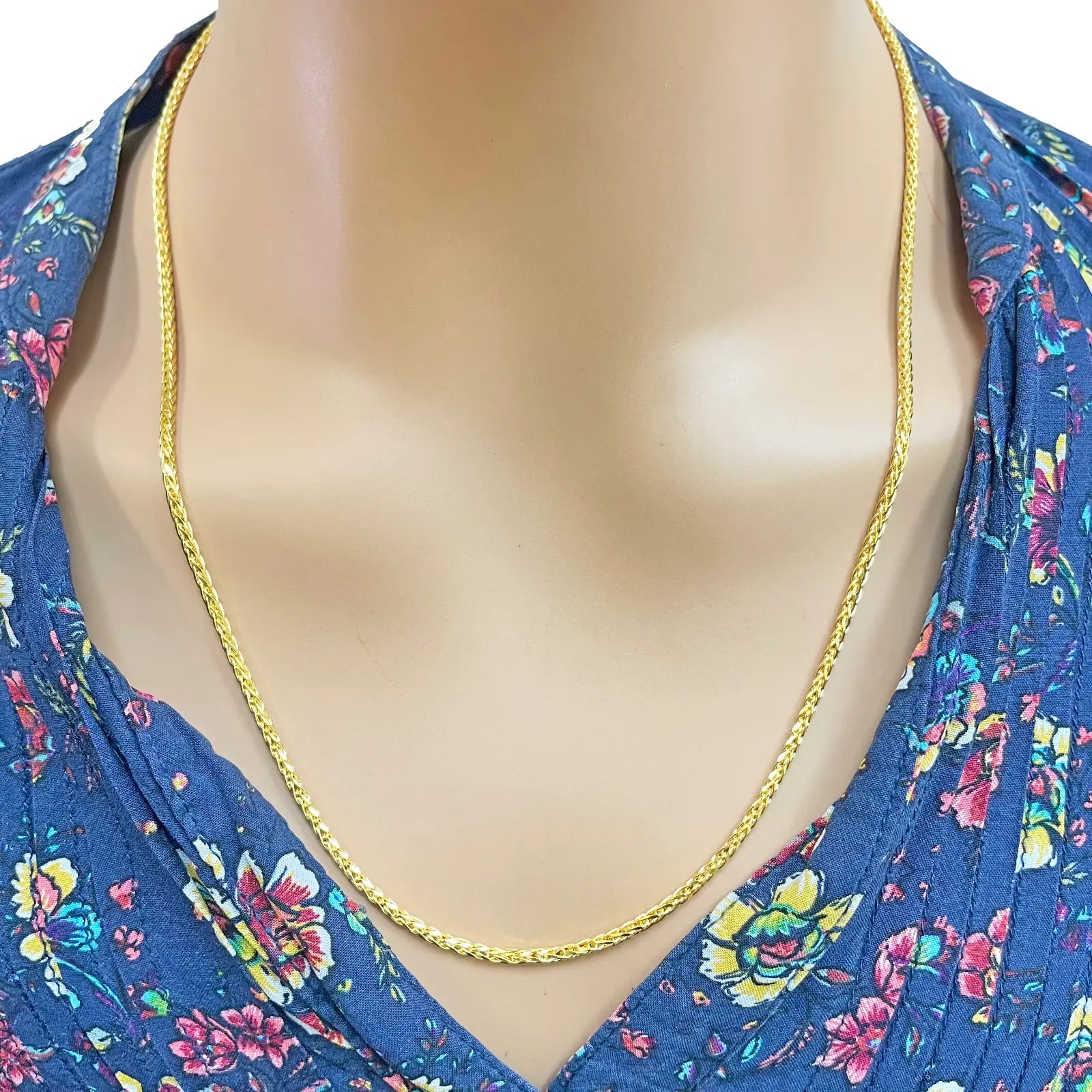 22ct Yellow Gold Spiga Chain Necklace 22 inches 2mm Width 