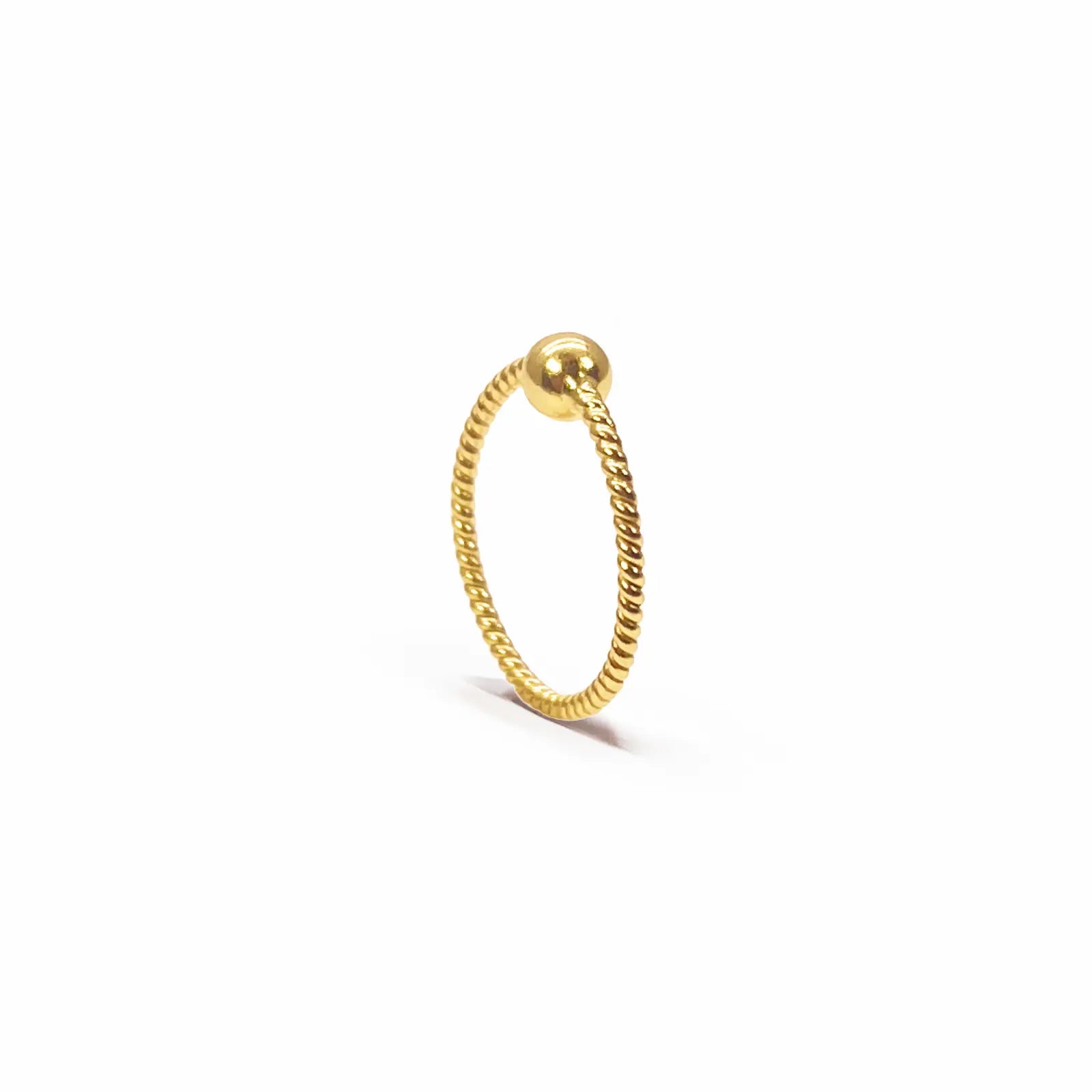 22ct Yellow Gold Tiny Rope Dainty Nose Hoop Huggie Ring 8mm Diameter 