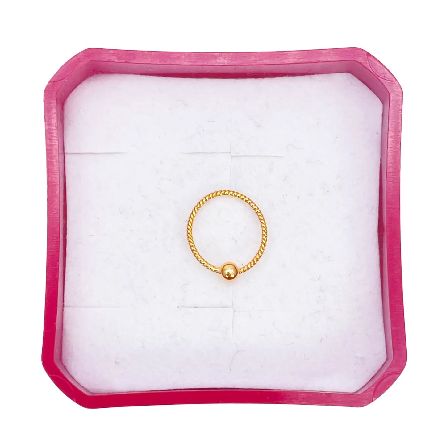 22ct Yellow Gold Tiny Rope Dainty Nose Hoop Huggie Ring 8mm Diameter 