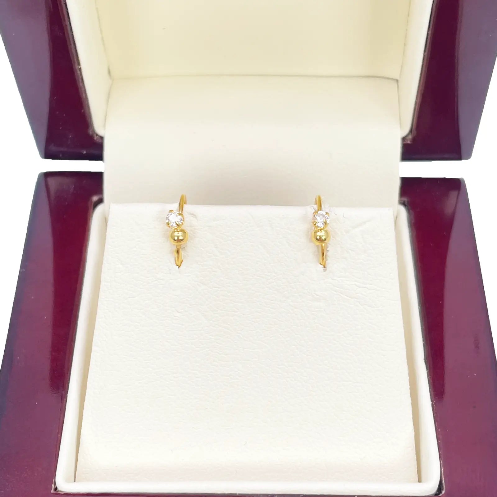 22ct Yellow Gold Tiny Sparkly Cubic Zirconia Hoop Huggie Children's Earrings 8.8 Diameter 
