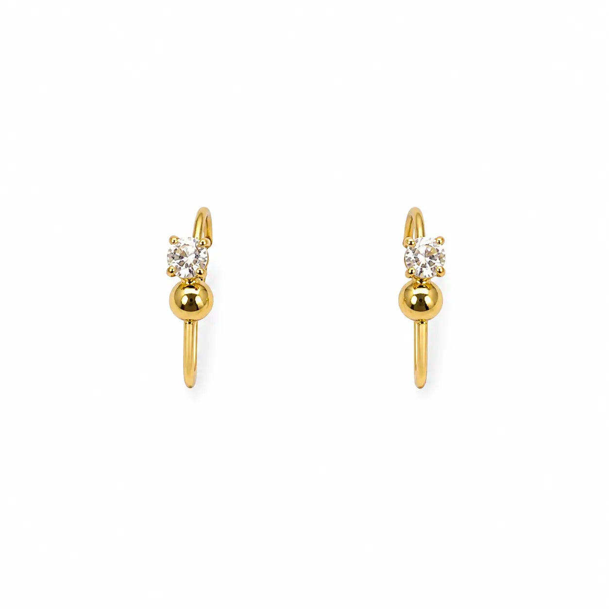 22ct Yellow Gold Tiny Sparkly Cubic Zirconia Hoop Huggie Children's Earrings 8.8 Diameter  Children's gold earring