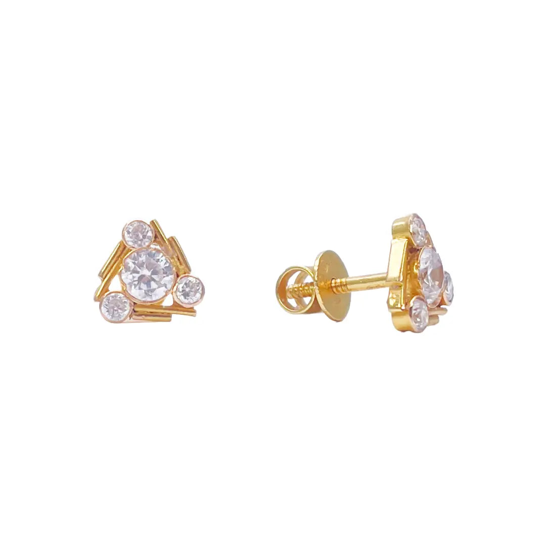 22ct Yellow Gold Triangle High Polished Stud Earrings 7.9mm Width 