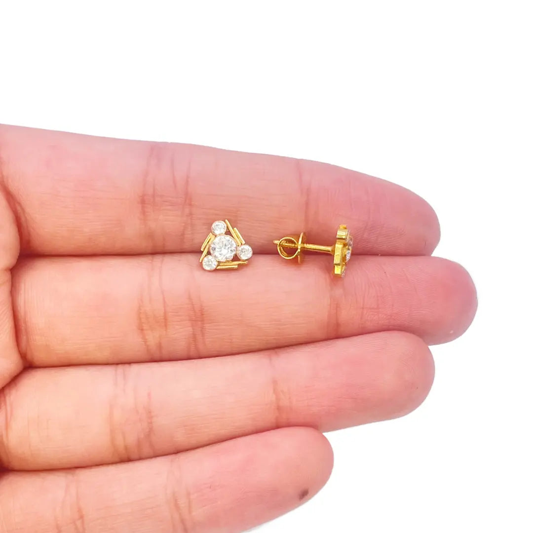 22ct Yellow Gold Triangle High Polished Stud Earrings 7.9mm Width 
