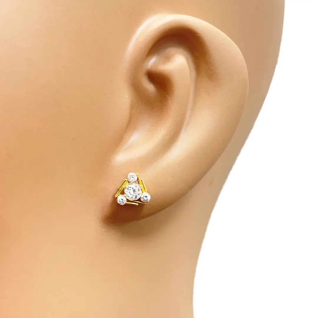 22ct Yellow Gold Triangle High Polished Stud Earrings 7.9mm Width 