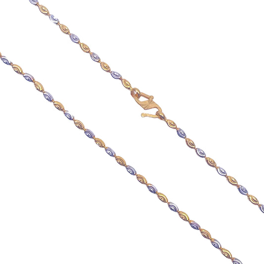 22ct Yellow Gold Two Tone Diamond Cut Beaded Chain Necklace 18''inches 2.2mm Width 