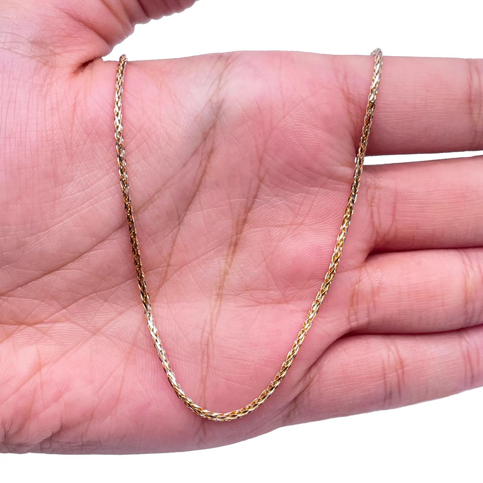 22ct Yellow Gold Two Tone Spiga Chain Necklace 20"inches 1.5mm Width 