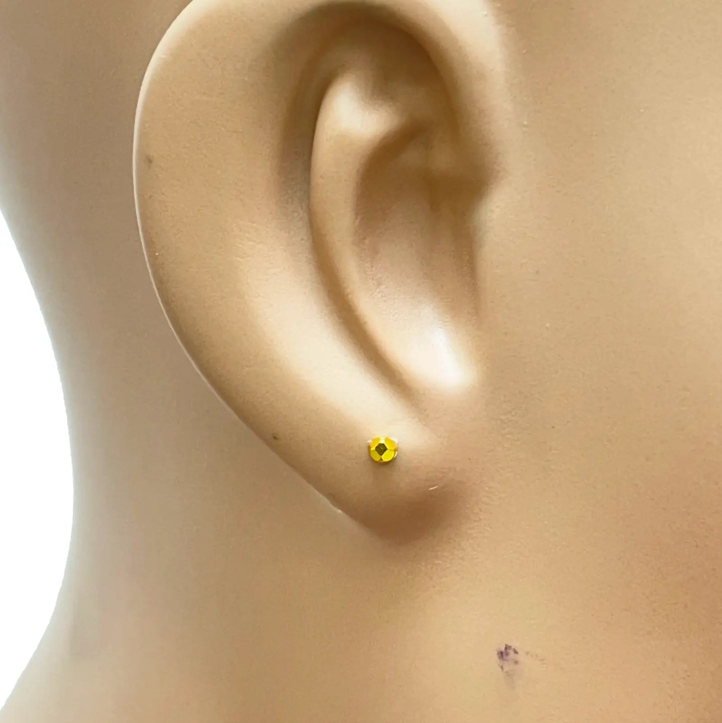 22ct Yellow Plain Gold Diamond Cut Children's Stud earrings set 2.3mm 