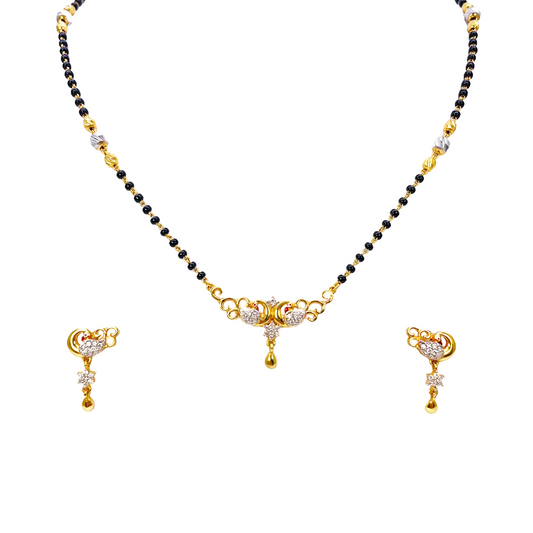 22ct Yellow Gold Peacock Mangalsutra Necklace and Earrings Set 20.5'' inch