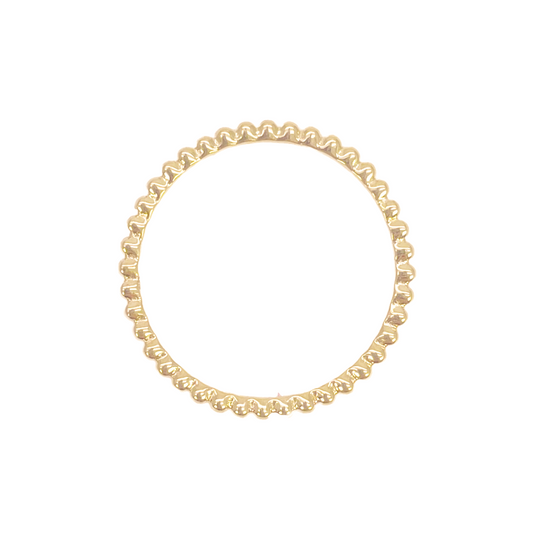 18ct Yellow Gold Dainty Beaded Stackable Ring 1.10mm Width