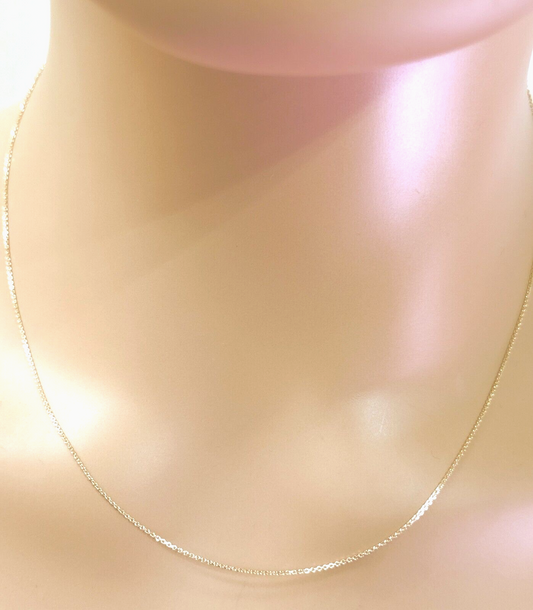 14K / 14ct Yellow Gold Diamond Cut Chain Necklace 18 inch Hallmarked 