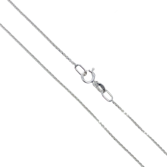 14K / 14ct White Gold Diamond Cut Chain Necklace 18 inch Hallmarked