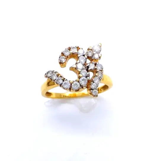 22ct Yellow Gold & Cubic Zirconia OM Ring, 3.0gm 
